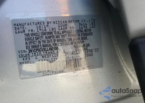 2020 Nissan Kicks Sv z USA, uszkodzony, nr VIN 3N1CP5CVXLL492186